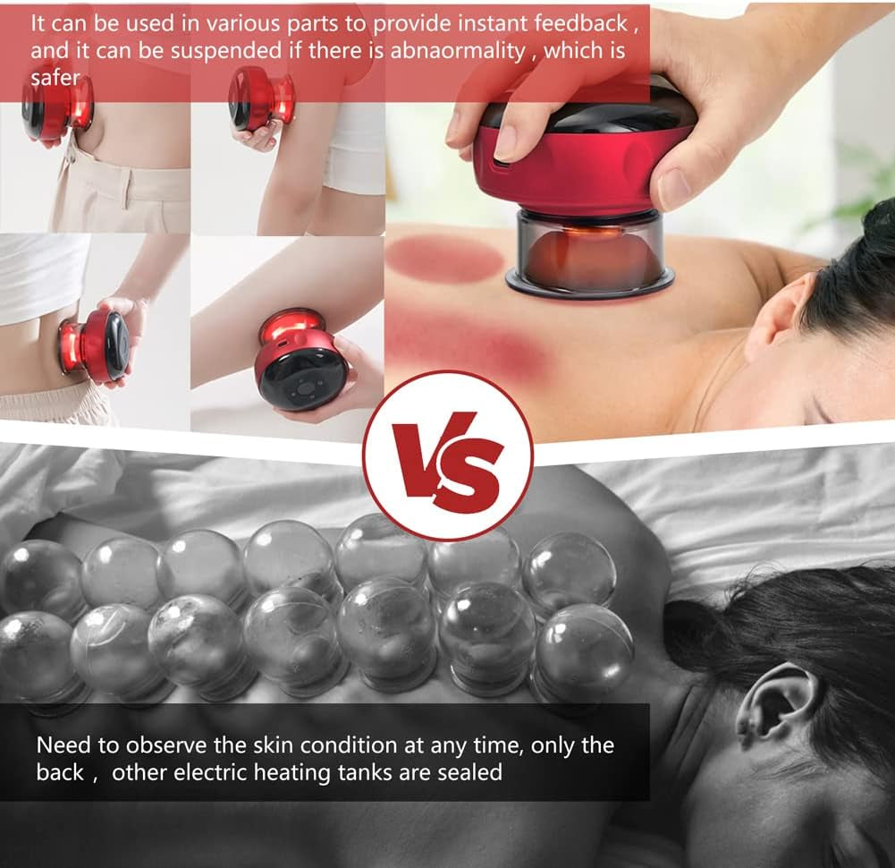 Smart Dynamic Cupping Therapy Set, Electric 3 in 1 Cupping Set for Cellulite Reduction with Infrared Heat Rechargeable New Cupping Device Cellulite Massager Gua Sha Massage Tool for Pain Relief