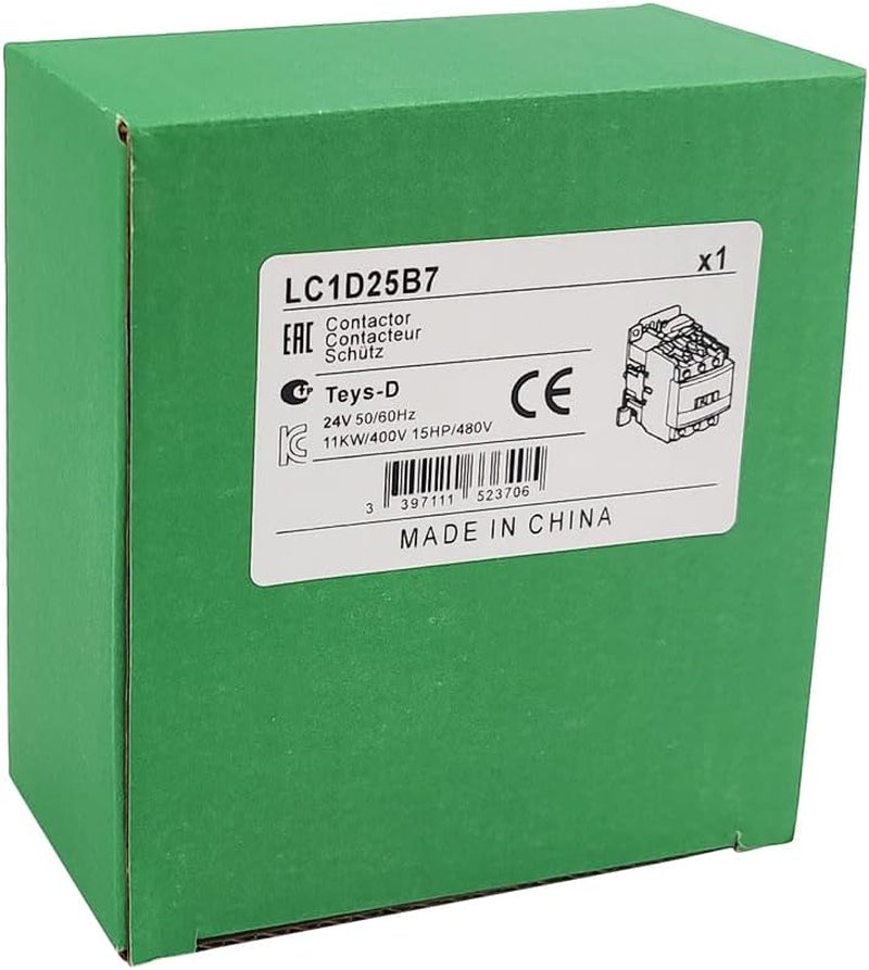 LC1D25B7 AC Electric Magnetic Contactor 3P 3NO LC1-D25B7 25A 24V AC Coil