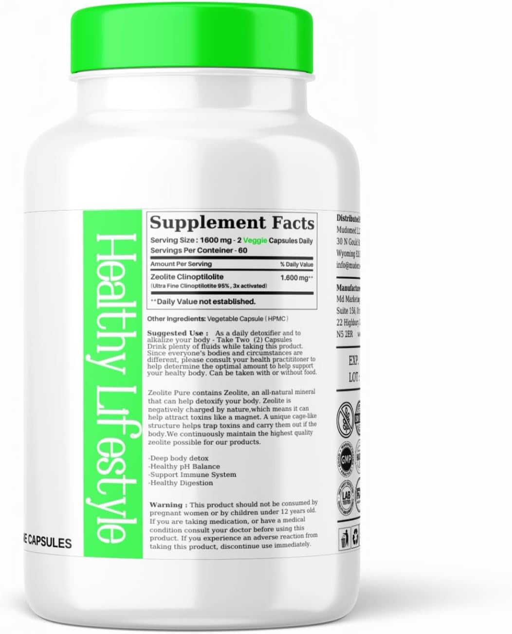 Zeolite Powder 120 Capsules | Detox | Clinoptilolite 95% | 3X Activated | Natural Mineral Dust Less-Than 1 Μm