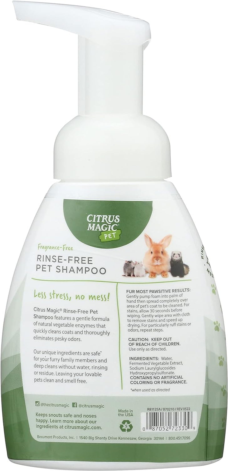 Citrus Magic Pet Rinse-Free Pet Shampoo, 8-Fluid Ounce