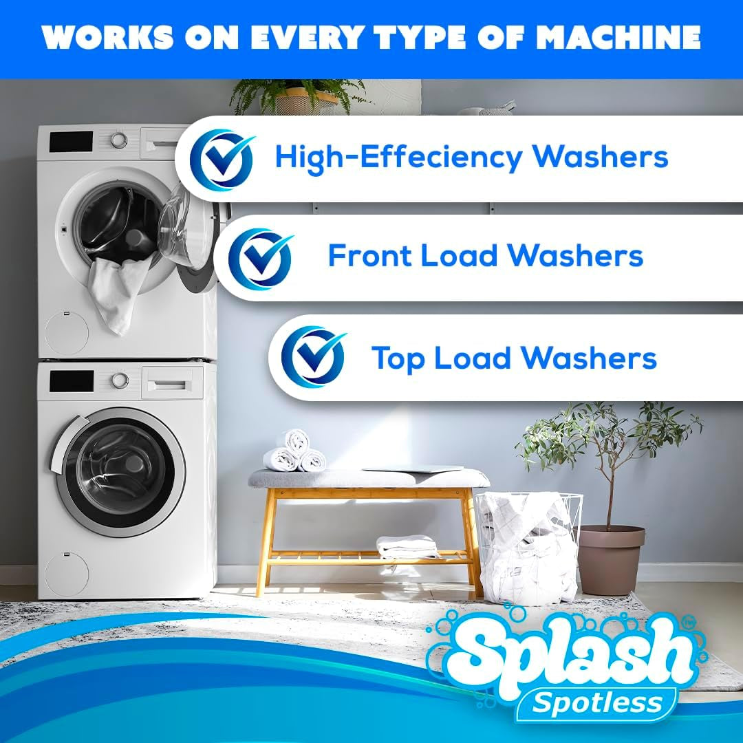 Splash Spotless Washing Machine Cleaner for HE Front Load & Top Load Washers, 1 Count (Pack of 1)