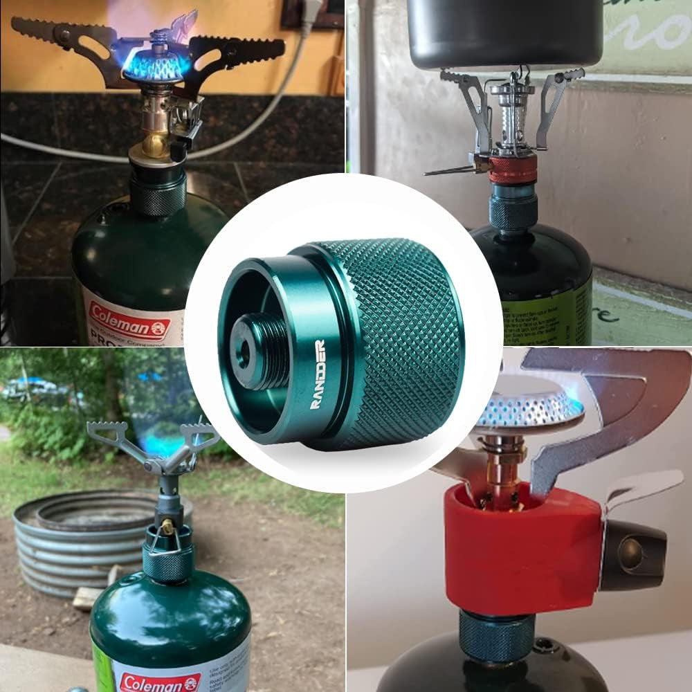 Propane to Butane Adapter Camping Stove Adapter Gas Converter 16 Oz Propane Tank Input EN417 Valve Output Camp Fuel Refill Adapter for Outdoor Backpack Hiking (Dark Green X 1 Pack)