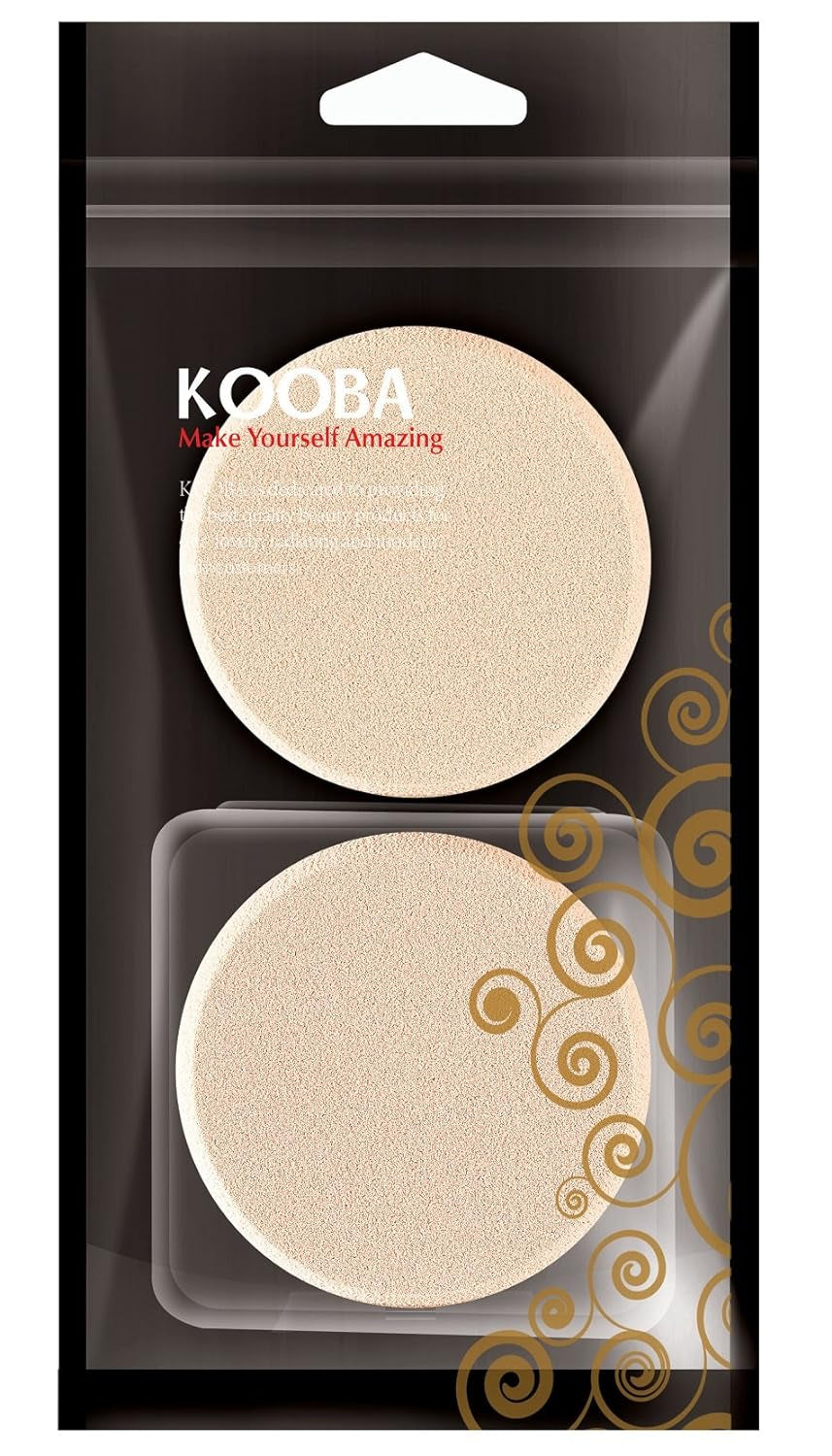 KOOBA 2Pcs round Makeup Sponges with 1 Travel Case, Beauty Face Primer Compact Powder Puff, Blender Sponge Replacement for Cosmetic Flawless Foundation, Sensitive and All Skin Types