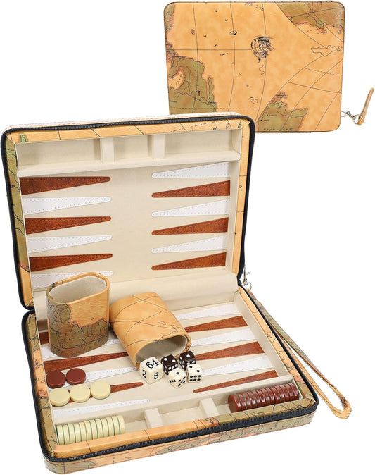 WE Games Magnetic Map Style Backgammon Board and Carrying Strap - Board Games for Adults, Travel Games, Travel Backgammon Sets for Adults