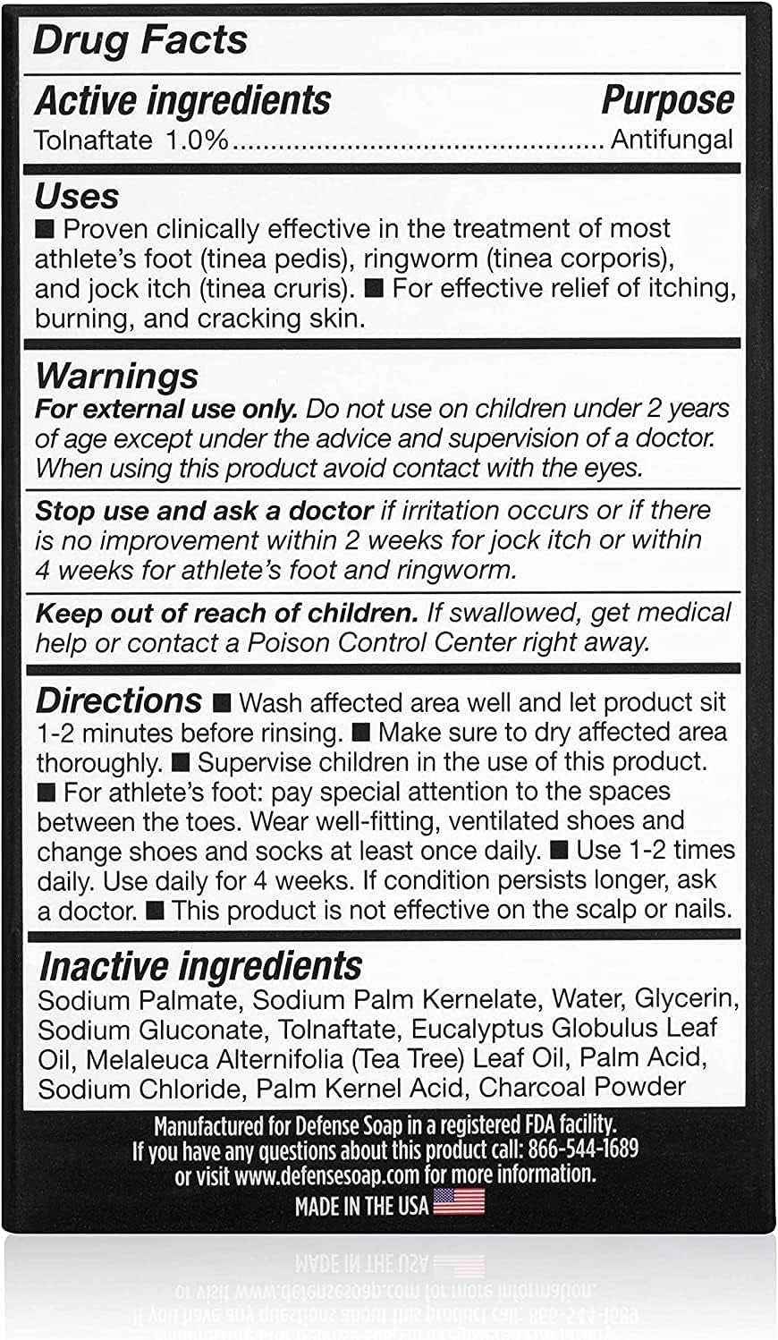 Defense Antifungal Bar Soap | Jock Itch, Ringworm, Athlete'S Foot, Skin Fungus | Medicated anti Fungal Treatment (One Bar, No Case)