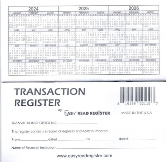 12 Check Registers for Personal Checkbook - Made in the USA - Checkbook Ledger Transaction Registers