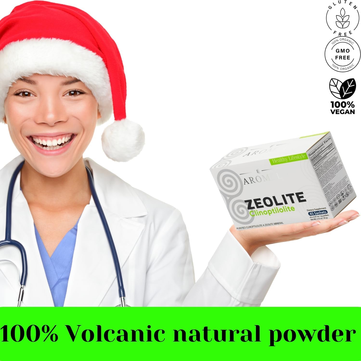 Zeolite Powder Clinoptilolite Sachets,45 Sachets Ltra FINE Less-Than 1 Μm | Clinoptilolite 95% | 3X Activated | Safe, Gentle, & Effective Energy | Original Zeolite Powder Sachets