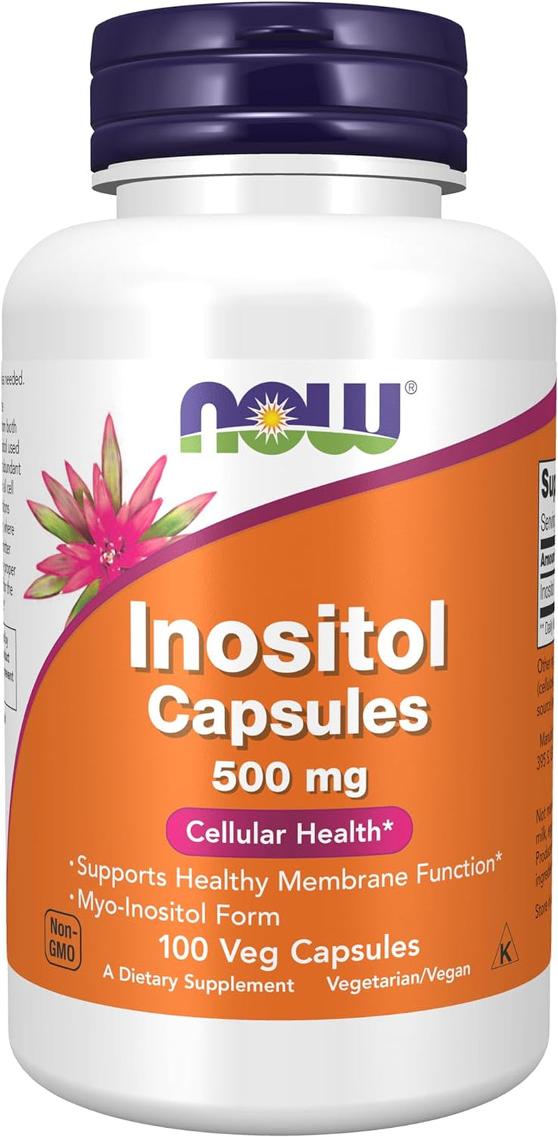 NOW Foods Supplements, Inositol 500 Mg, Healthy Membrane Function*, Cellular Health*, 100 Veg Capsules