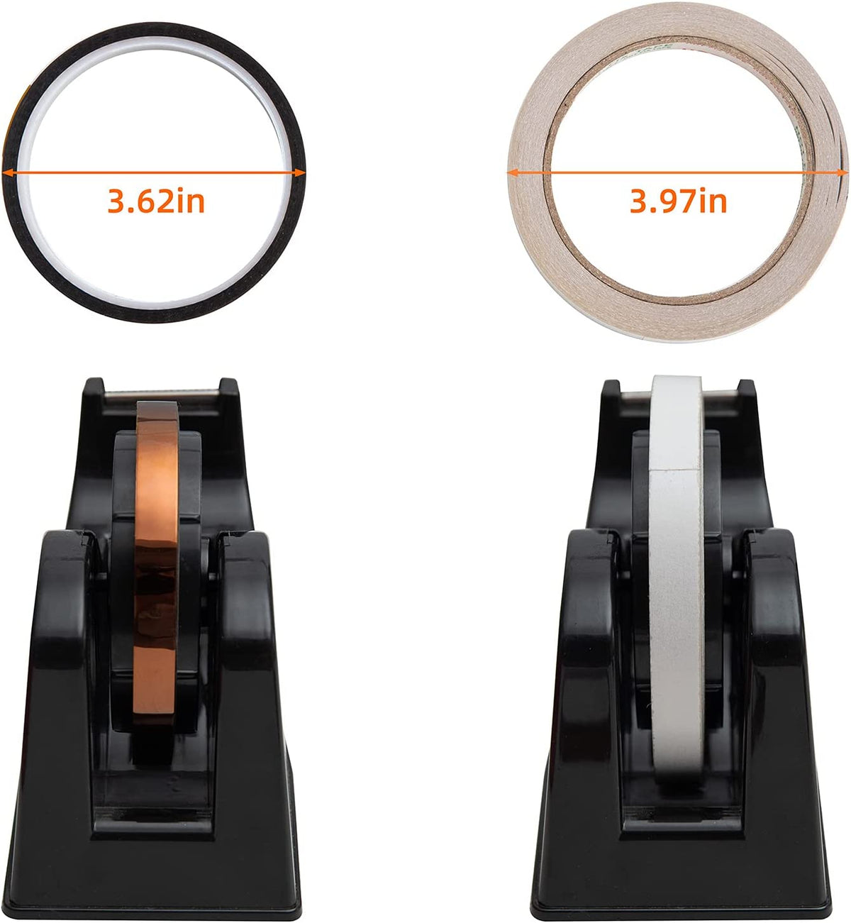 Desktop Tape Dispenser Adhesive Roll Holder (Fits 1" & 3" Core) with Weighted Nonskid Base Black