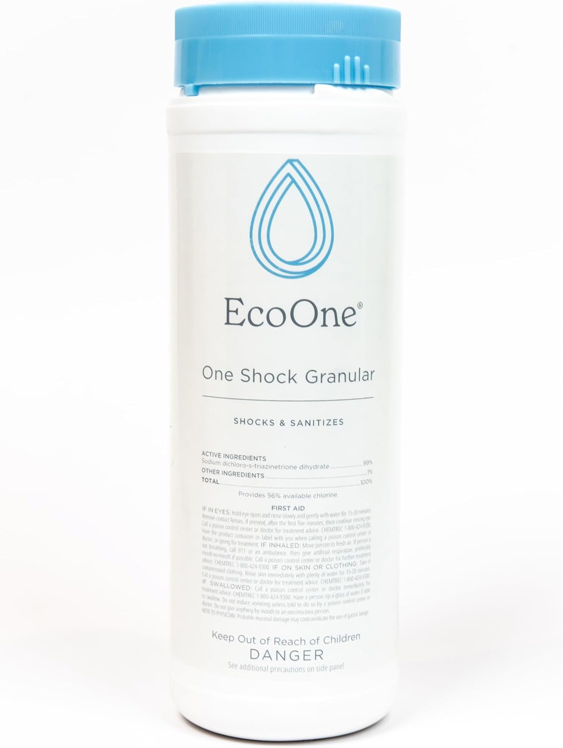 One Shock Granules by Ecoone | Self-Dissolving Hot Tub Shock Treatment Chlorine Granules | Daily or Weekly Spa Shock & Sanitation | Sodium Dichloro-Triazinetrione Dihydrate (55% Chlorine), 2 Lb