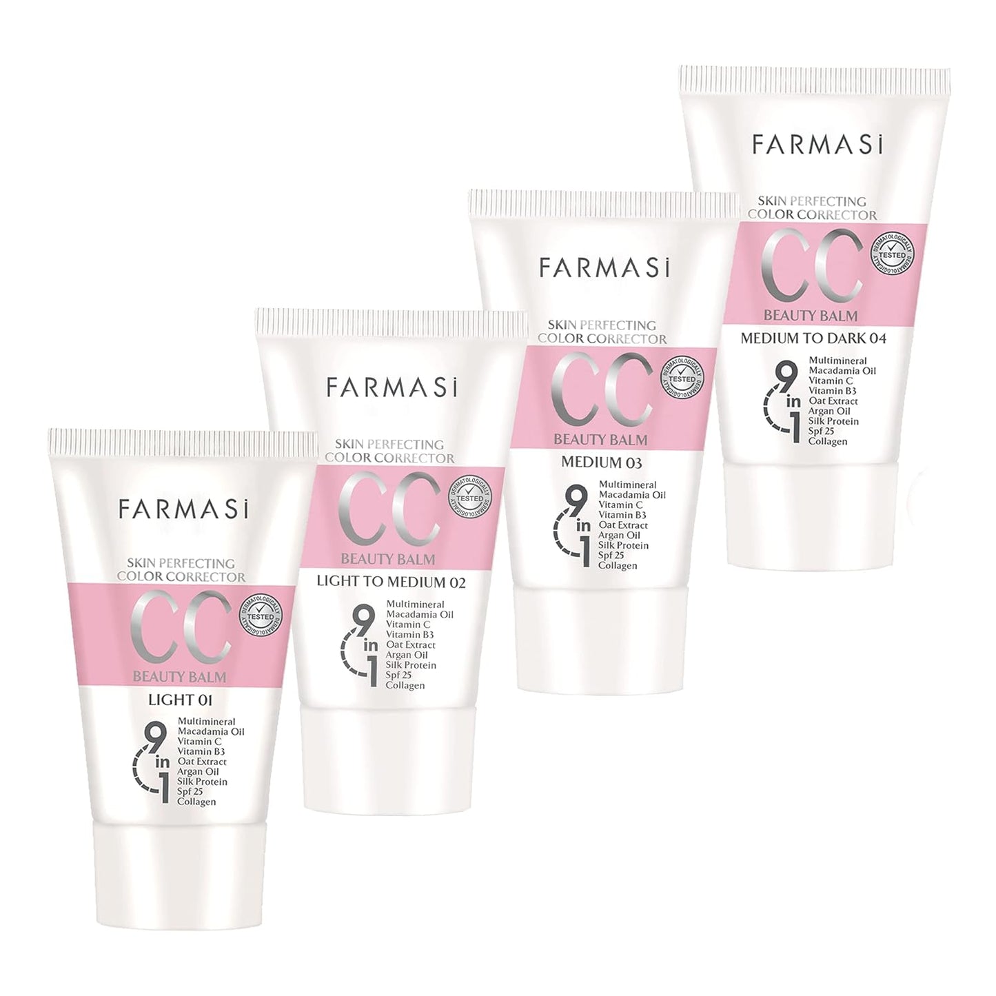 FARMASI CC Cream with Multi-Minerals, Pure, Natural and Flawless Finish, Great Results Every Time, Medium to Full Coverage, All-Day Hold, All Skin Types, SPF 25, 1.69 Fl Oz Pack of 1, Light to Medium