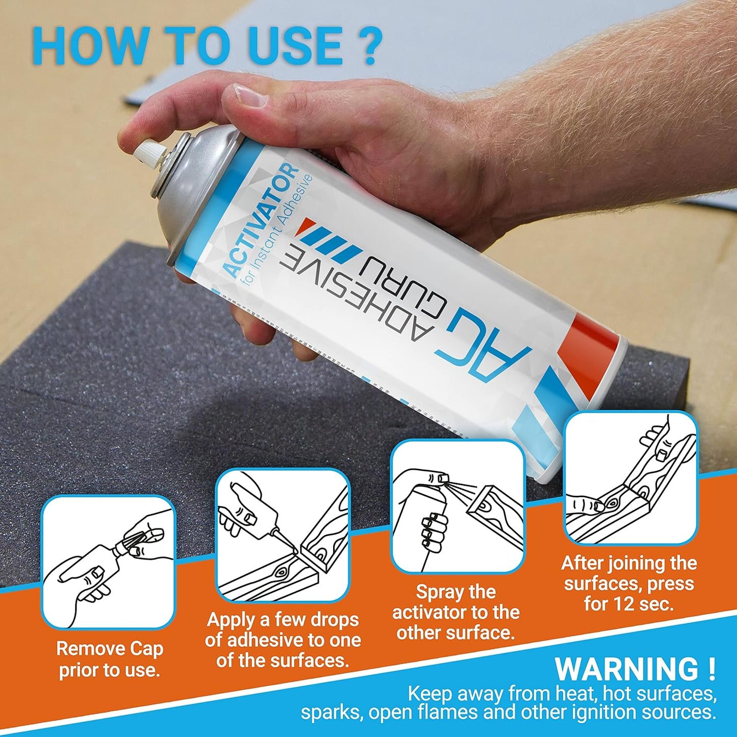 Adhesive Guru CA Glue Accelerator Spray (6.75 Fl Oz) Aerosol Activator for Super Glues