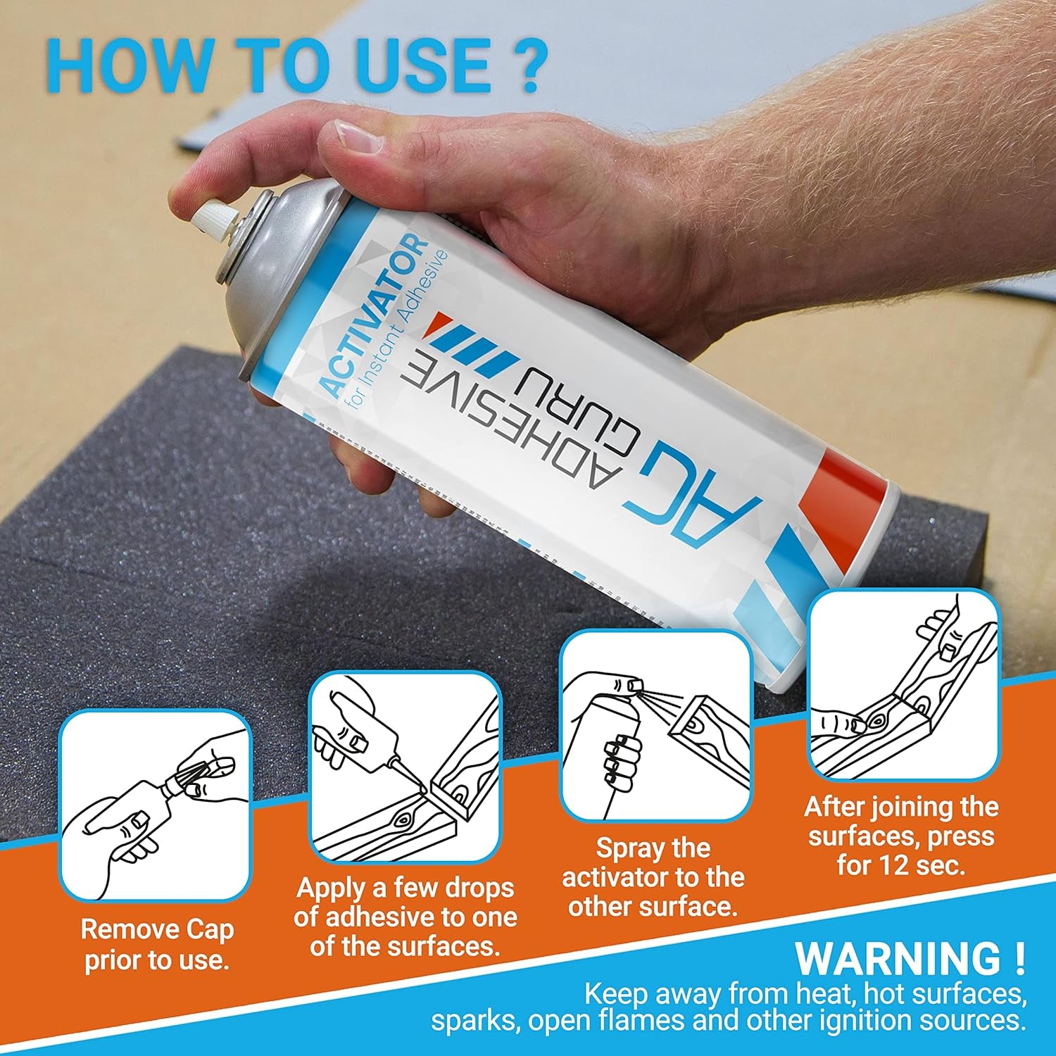 Adhesive Guru CA Glue Accelerator Spray (6.75 Fl Oz) Aerosol Activator for Super Glues
