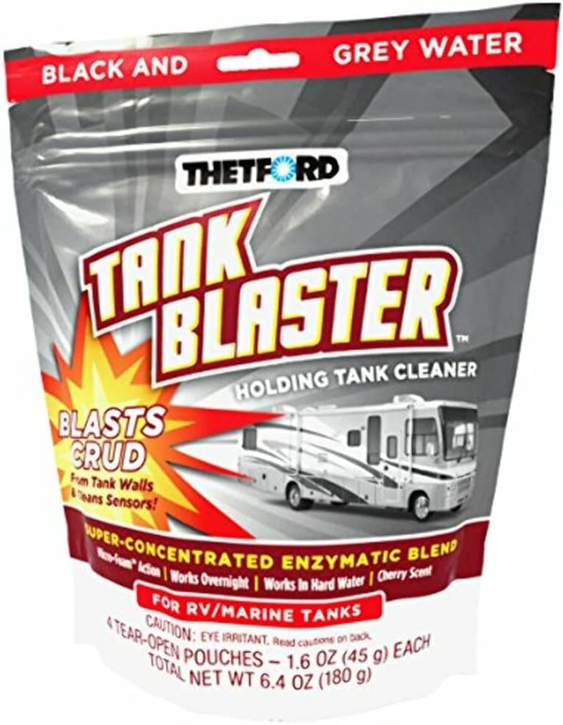 Thetford Tank Blaster - Level Sensor Cleaner - Black & Grey Waste Water Holding Tanks & Portable Tanks Cleaner - 4 X 1.6 Oz Packets Thetford - 96527,White