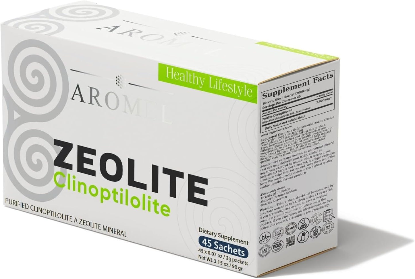 Zeolite Powder Clinoptilolite Sachets,45 Sachets Ltra FINE Less-Than 1 Μm | Clinoptilolite 95% | 3X Activated | Safe, Gentle, & Effective Energy | Original Zeolite Powder Sachets