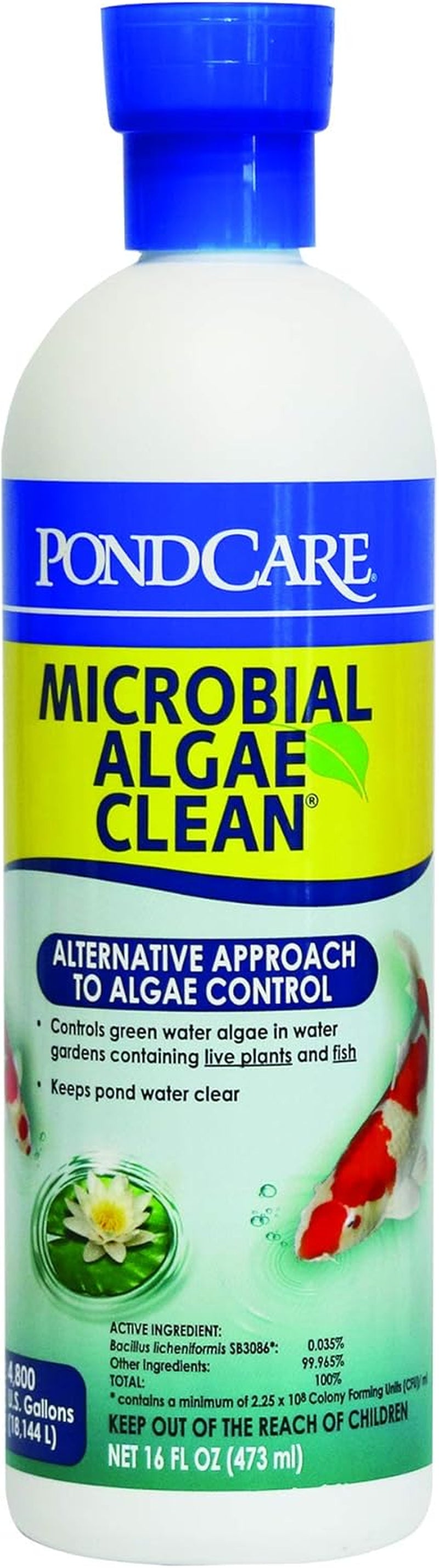 PONDCARE MICROBIAL ALGAE CLEAN Biological Inhibitor of Green Water, Alternative Approach to Algae Control, 16-Ounce Bottle1