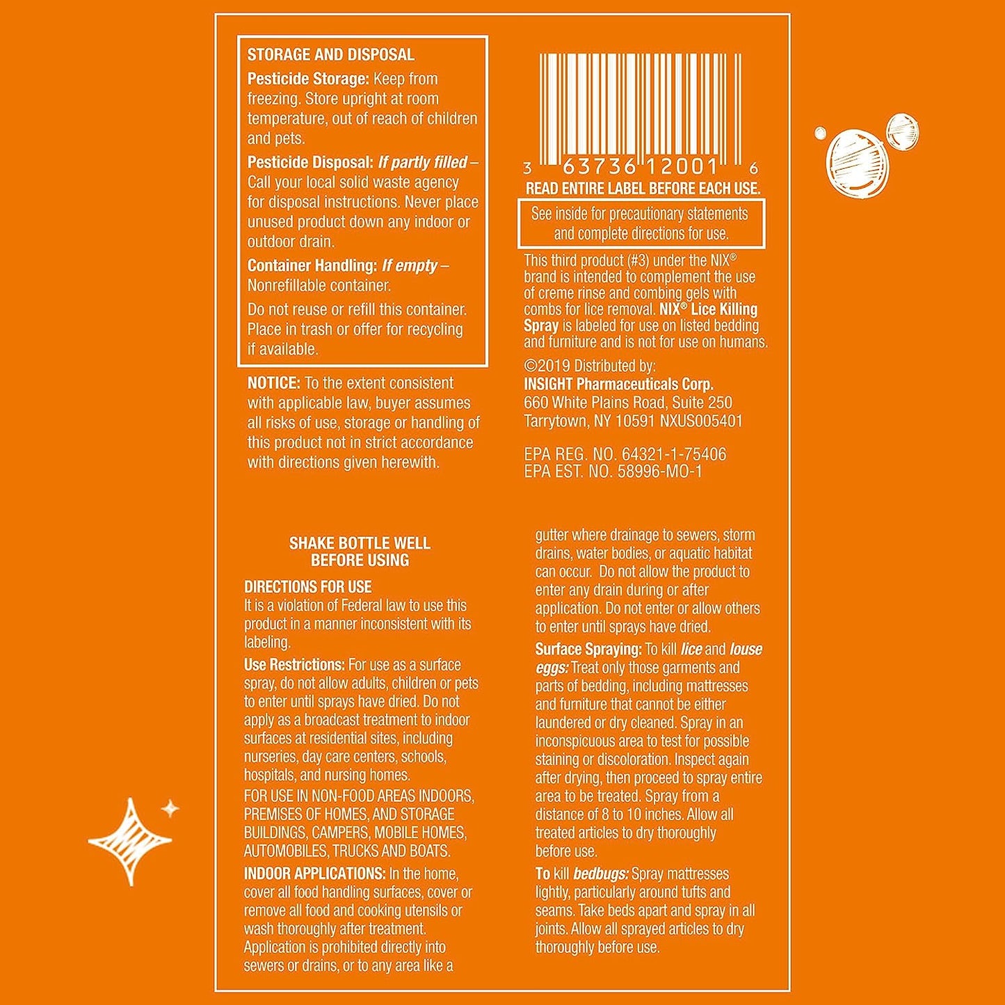 Nix Lice & Bedbug Killing Spray for Home, Bedding & Furniture, 5 Fl Oz