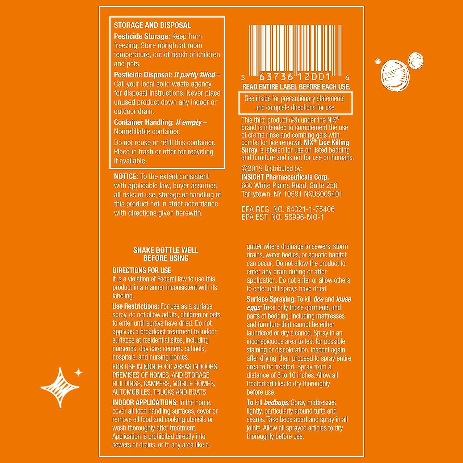 Nix Lice & Bedbug Killing Spray for Home, Bedding & Furniture, 5 Fl Oz