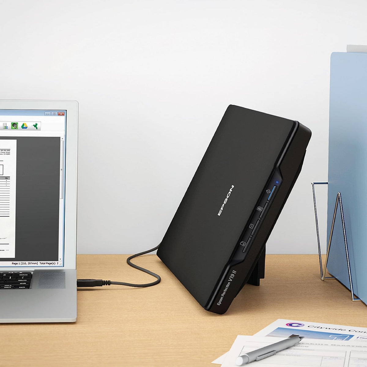 Epson Perfection V19 II Color Photo and Document Flatbed Scanner with 4800 Dpi Optical Resolution, USB Power and High-Rise, Removable Lid (Renewed)
