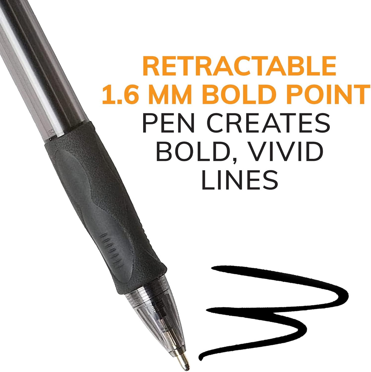 BIC Velocity Bold Retractable Ball Pen, Bold Point (1.6Mm), Black, 2 Count, Great for Everyday Writing