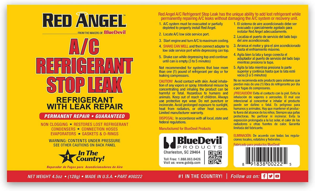 Red Angel 00222 A/C Stop Leak & Conditioner - 4.5 Ounce