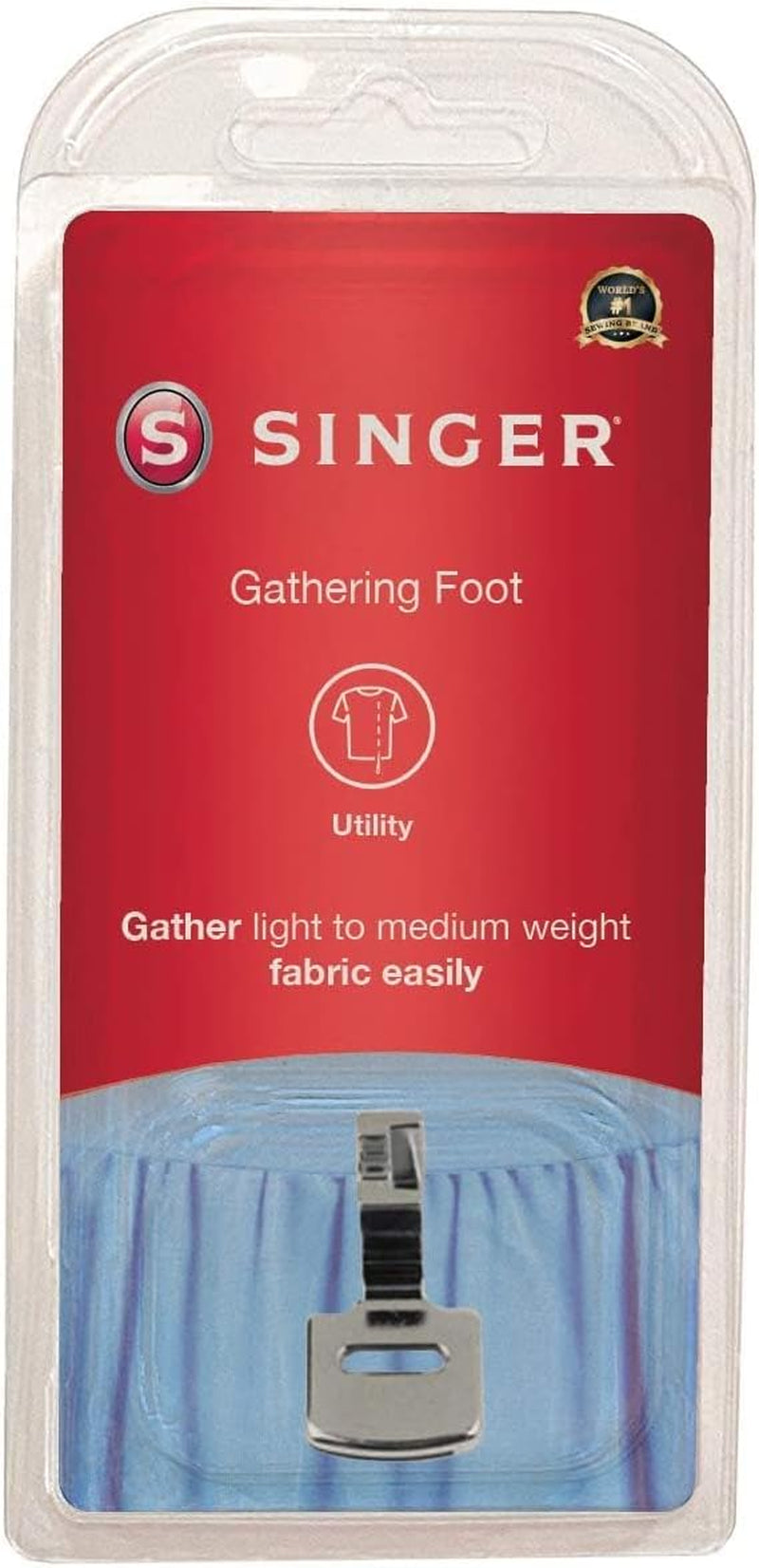SINGER | Gathering Presser Foot for Low-Shank Sewing Machines, Simutaneously Trims & Hems Edges, Zig-Zag and Over-Edge Stitches - Sewing Made Easy