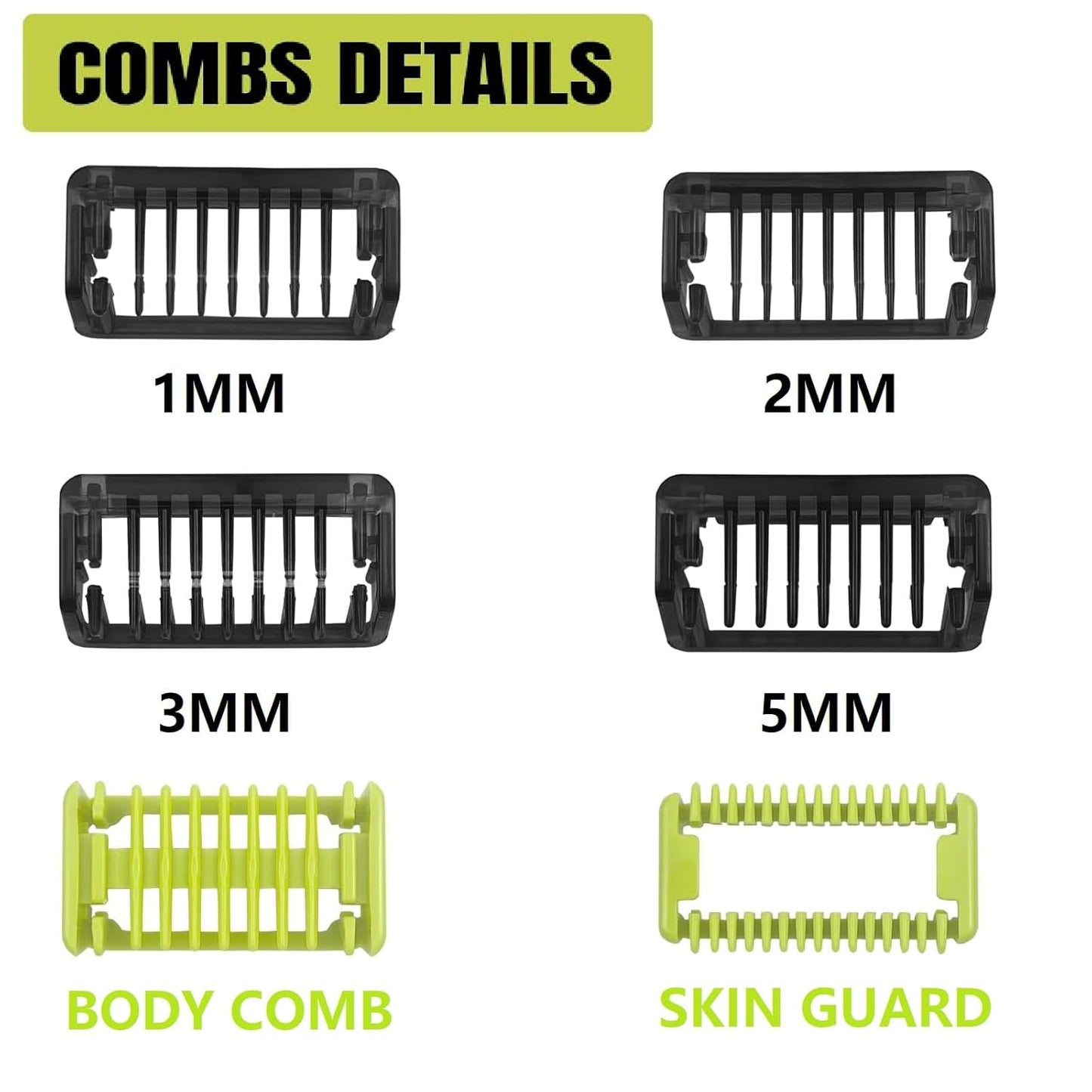 One Blade Guard, Beard Trimmer Guide Comb 1/2/3/5 MM for One Blade Shaver, Adjustable Guide Comb Guard for One Blade Shaver QP2520 QP2530 QP2620 QP2630, Yellow