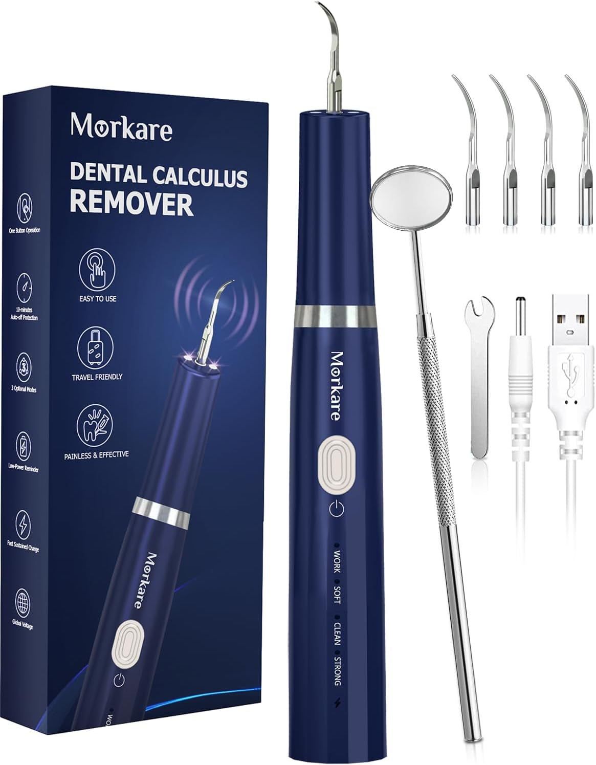 Plaque Remover for Teeth, Tartar Remover for Teeth 3 Modes and 4 Heads, Teeth Cleaner for Home