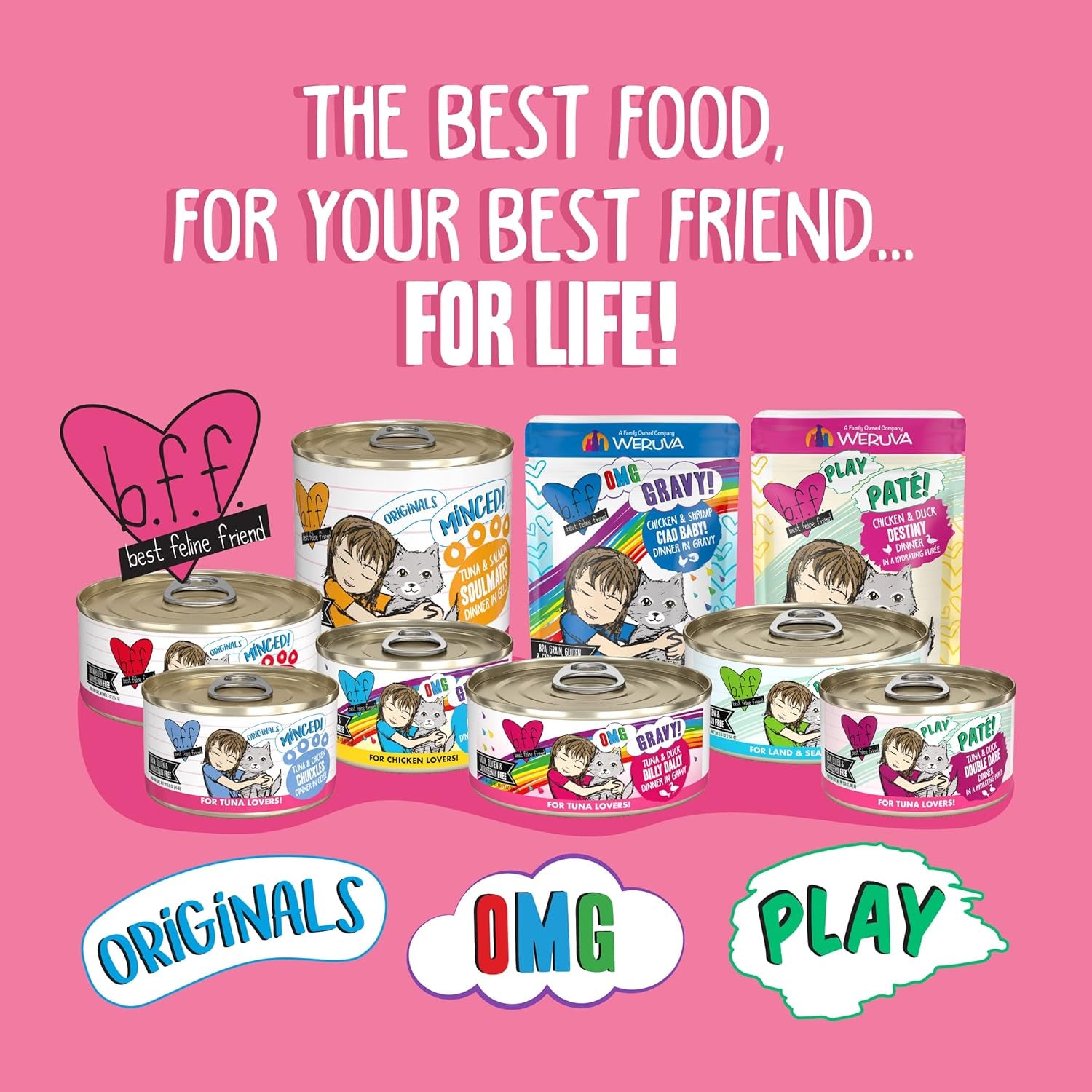 Weruva B.F.F. OMG - Best Feline Friend Oh My Gravy!, Tuna & Salmon Start Me up with Tuna & Salmon, 2.8Oz Can (Pack of 12)