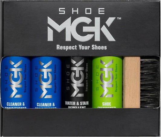 Shoe MGK Complete Kit: Shoe Cleaner, Shoe Care, Water & Stain Protection - Revitalize, Shield, and Freshen Sneakers, Leather, and Dress Shoes with Deodorizer