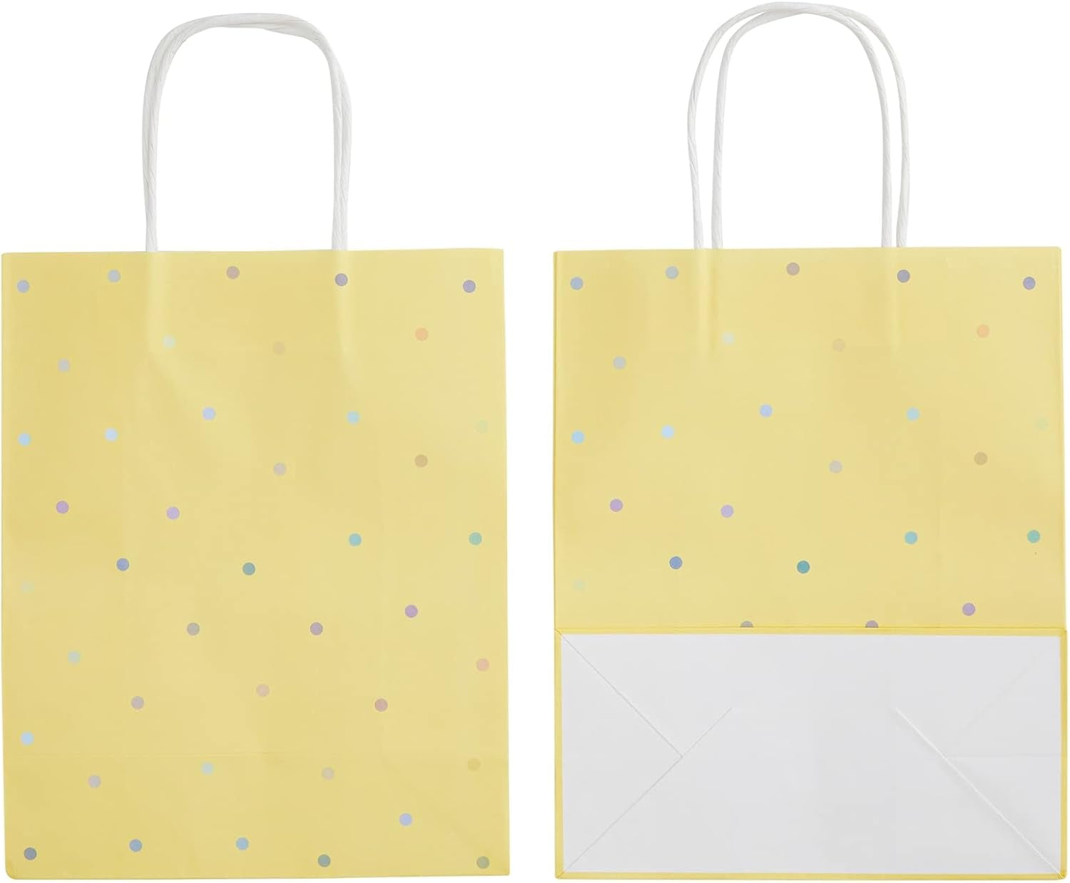 BLUE PANDA 36 Pack Medium Polka Dot Paper Gift Bags with Handles and White Tissue Paper, 6 Pastel Rainbow Colors (10 X 8 X 4 In)