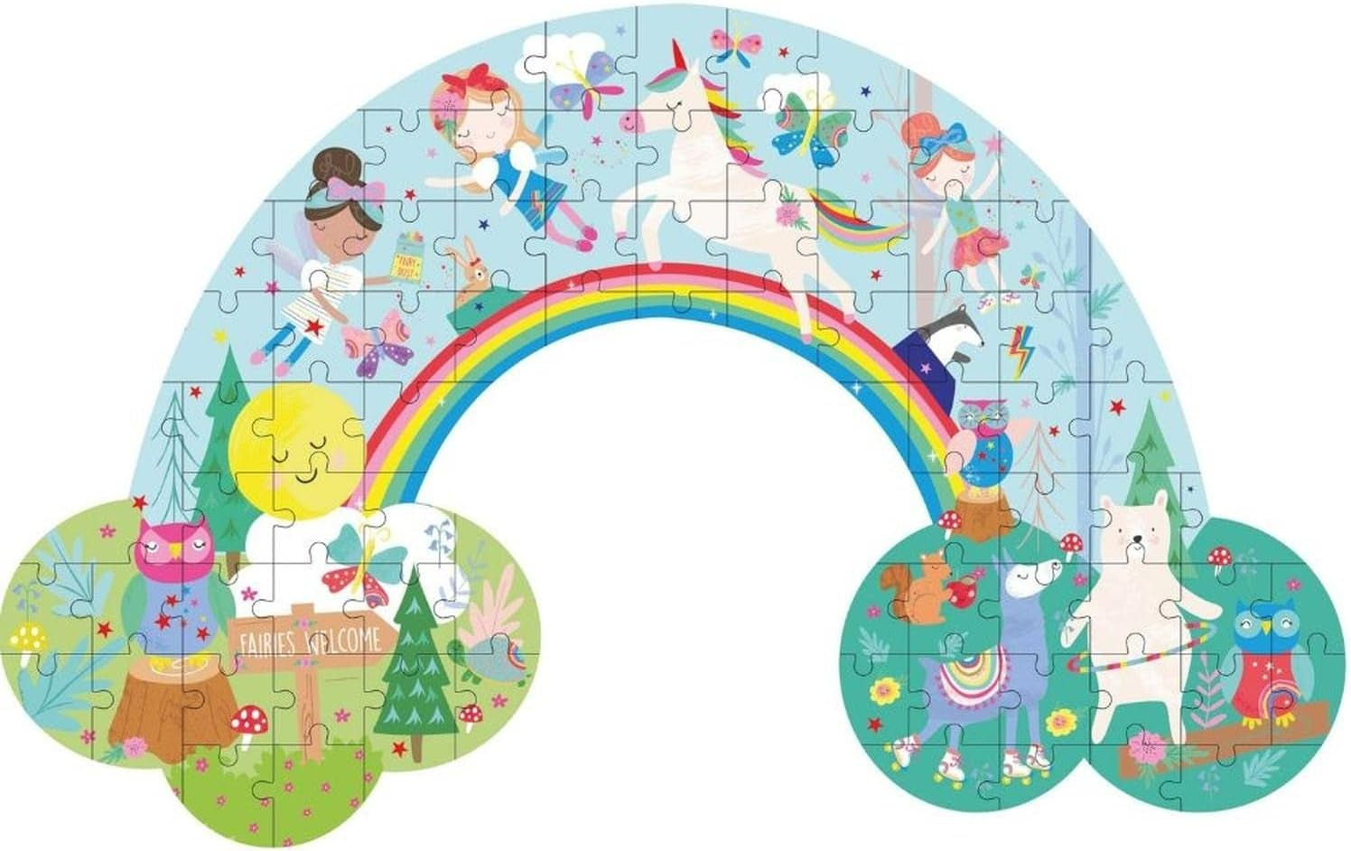 Floss & Rock 40P3602 80-Pieces Rainbow Fairy Shaped Jigsaw Puzzle Toy with Shaped Box