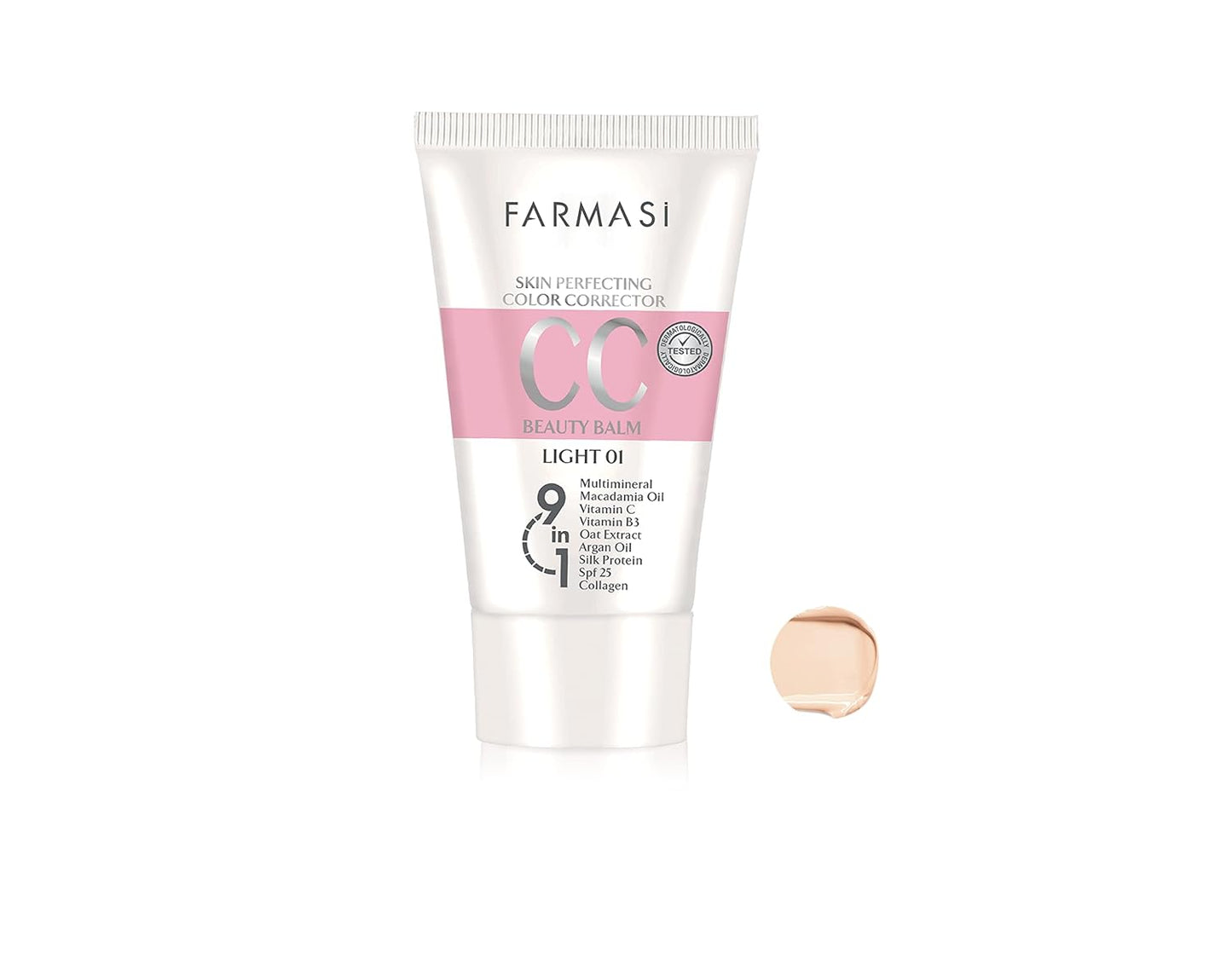 FARMASI CC Cream with Multi-Minerals, Pure, Natural and Flawless Finish, Great Results Every Time, Medium to Full Coverage, All-Day Hold, All Skin Types, SPF 25, 1.69 Fl Oz Pack of 1, Light to Medium