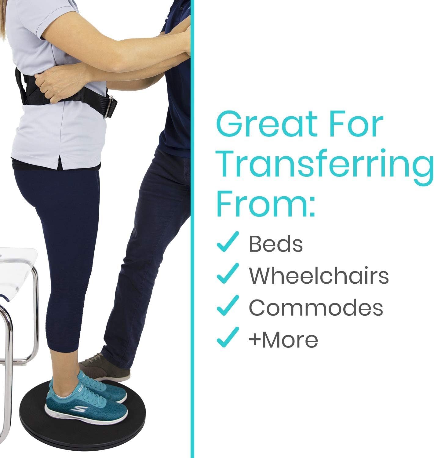 Vive 360° Pivot Disc - Patient Transfer Device for Elderly & Disabled - Swivel Turning Board 360 Degree Rotation - Handicap Senior & Stroke Disability Aid - Rotating Lazy Susan Turning Assist Pad