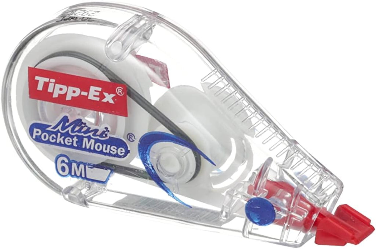 Mini Pocket Mouse Plastic Tape - Box of 10 - 6 M, Tear-Resistant Tapes with Smooth Glide, White