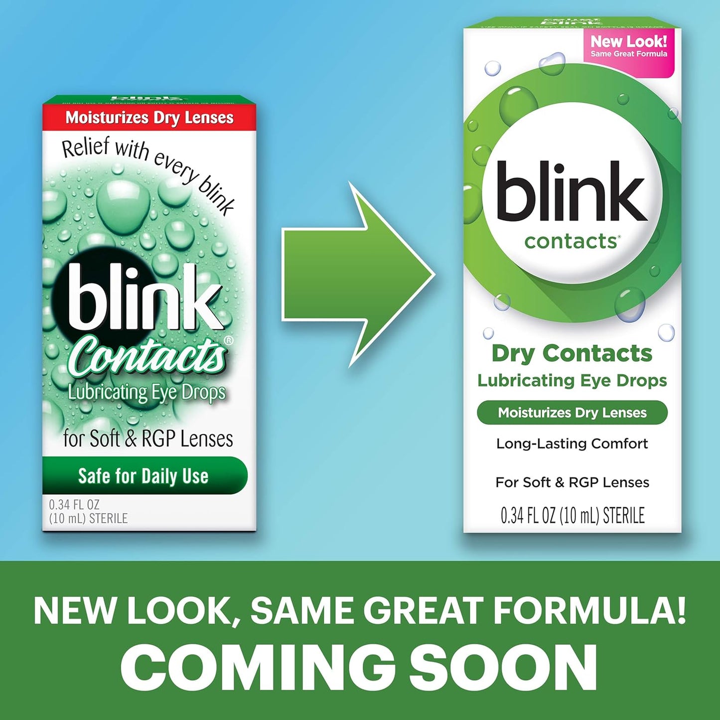 Blink Contacts Lubricating Eye Drops 0.34 Oz (Pack of 4)