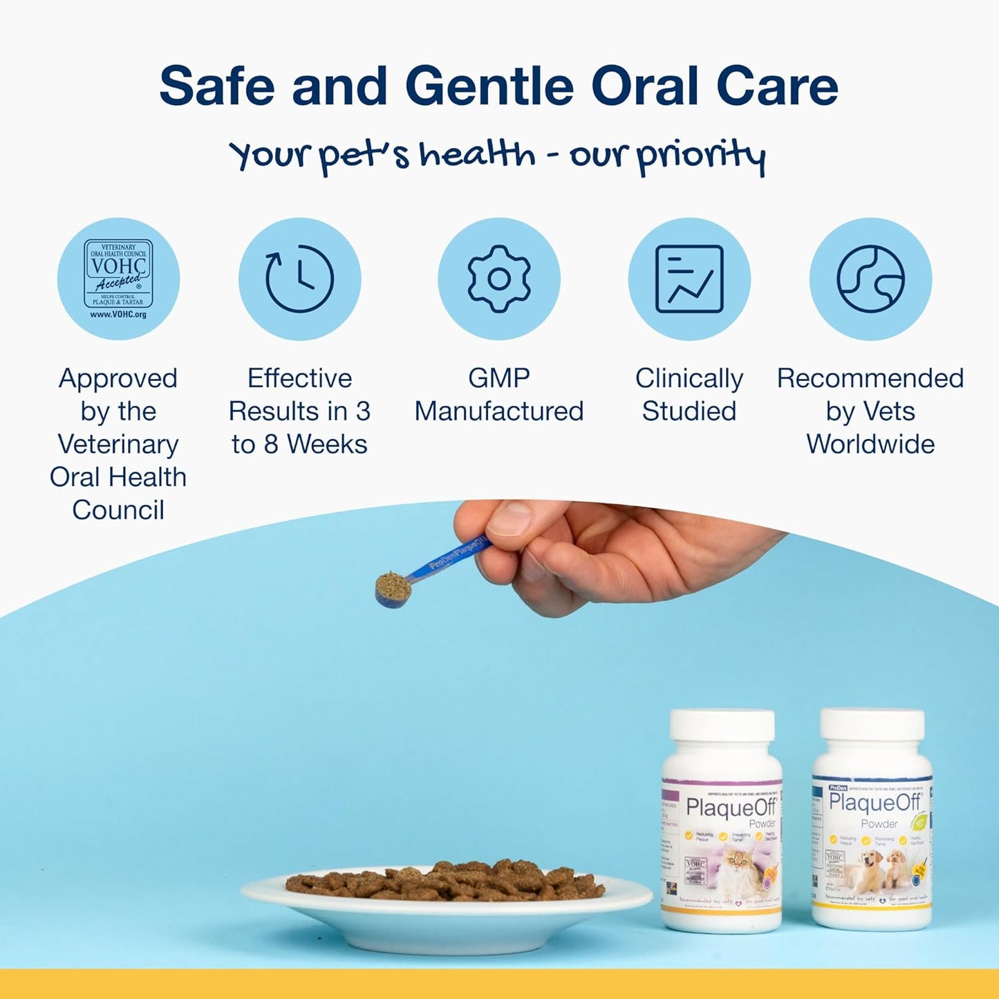 Proden Plaqueoff Powder for Dogs & Cats - Pet Dental Care Supplement for Teeth Cleaning & Oral Health - Dog Breath Freshener & Plaque Remover - 180 G