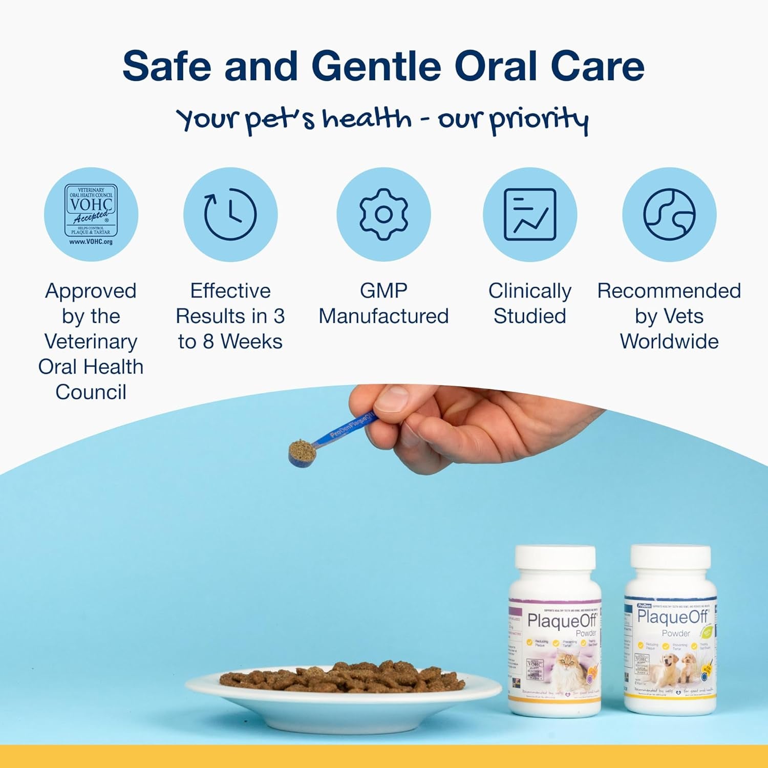 Proden Plaqueoff Powder for Dogs & Cats - Pet Dental Care Supplement for Teeth Cleaning & Oral Health - Dog Breath Freshener & Plaque Remover - 180 G