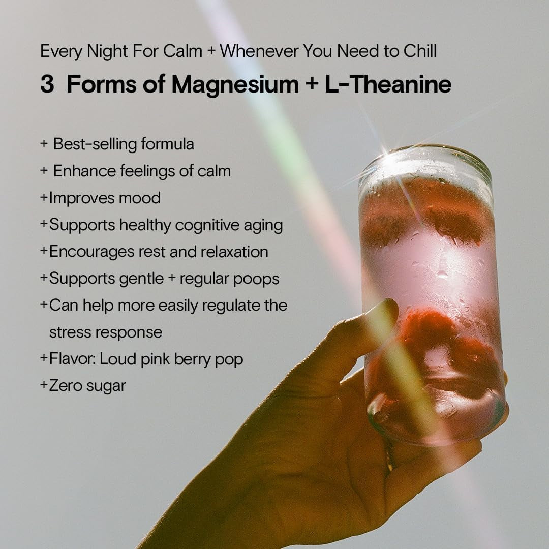 Magnesi-Om Supplement for Calm, Relaxation & Regularity with Magnesium & L-Theanine - Sugar Free Berry Flavor