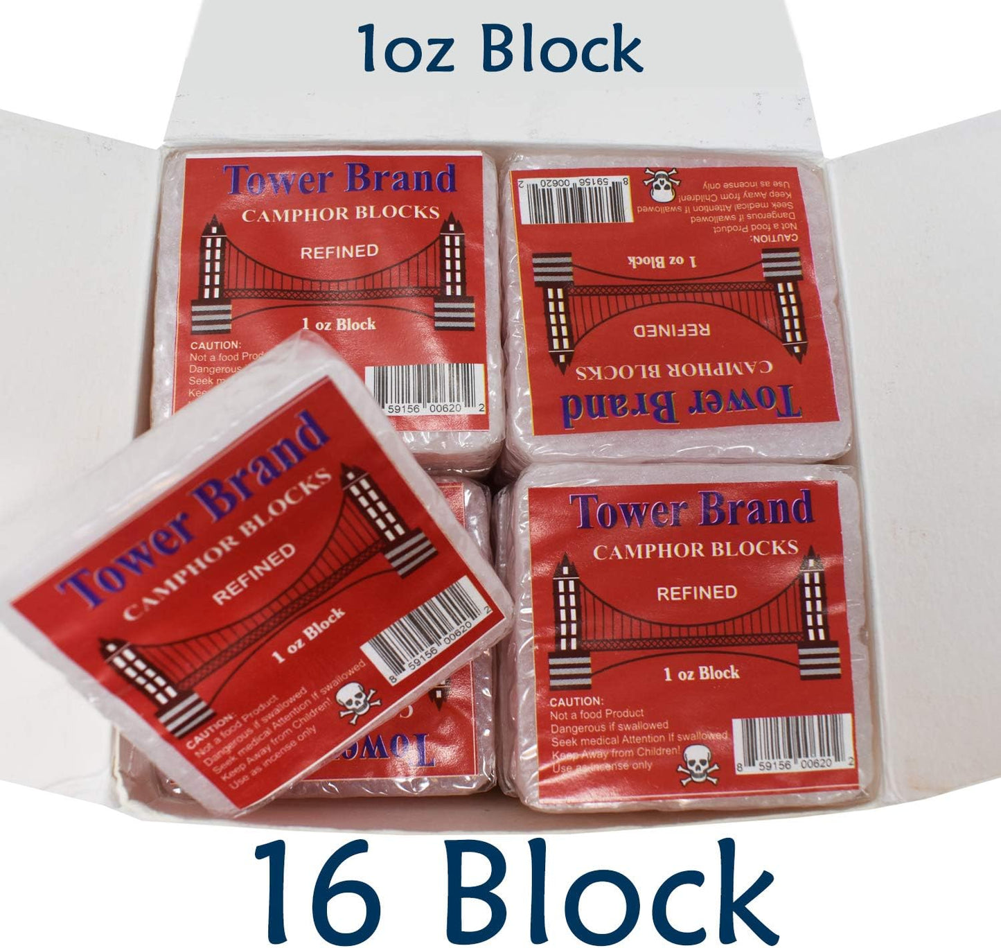 ELP ESSENTIAL Tower Brand Camphor Blocks Refined 1Oz 16 Tablets