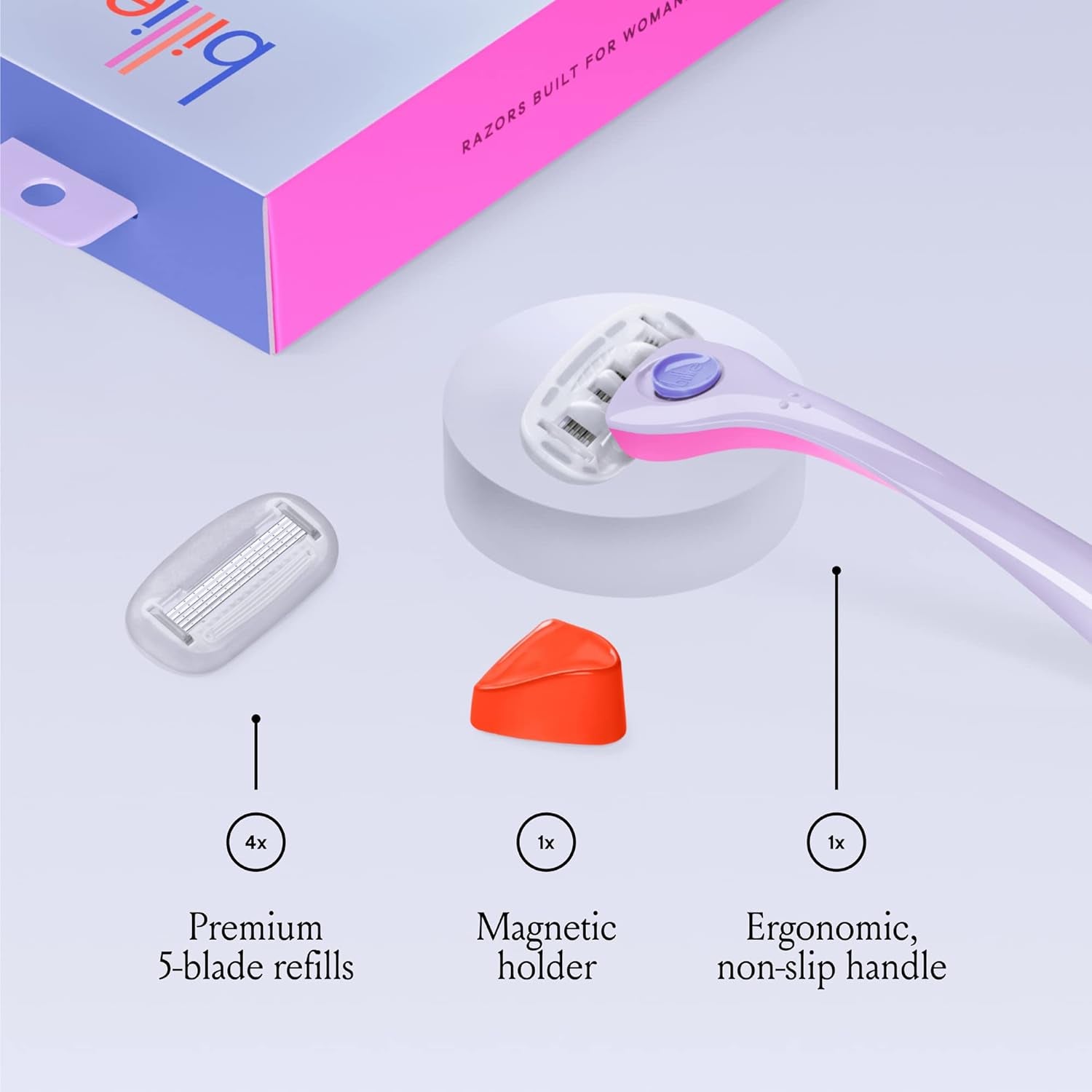 Billie Razors for Women Shave Kit – Women’S Razor + 4 X 5-Blade Razor Refills + Magnetic Holder – Dreampop