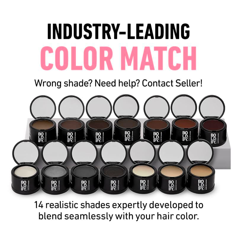 BOLDIFY Hairline Powder - Root Touch up & Hair Loss Cover Up, Instant Gray Coverage 48-Hour Stain-Proof Hair Color Powder for Women & Men, Hair Fibers and Hair Topper Alternative (Dark Brown)