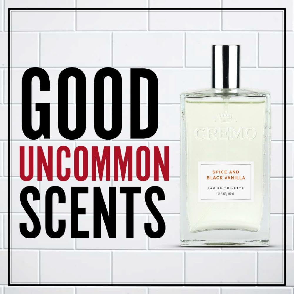 Cremo Spice & Black Vanilla Cologne Spray, an Explosion of Vibrant Spices, Tobacco and Black Vanilla, 3.4 Fl Oz