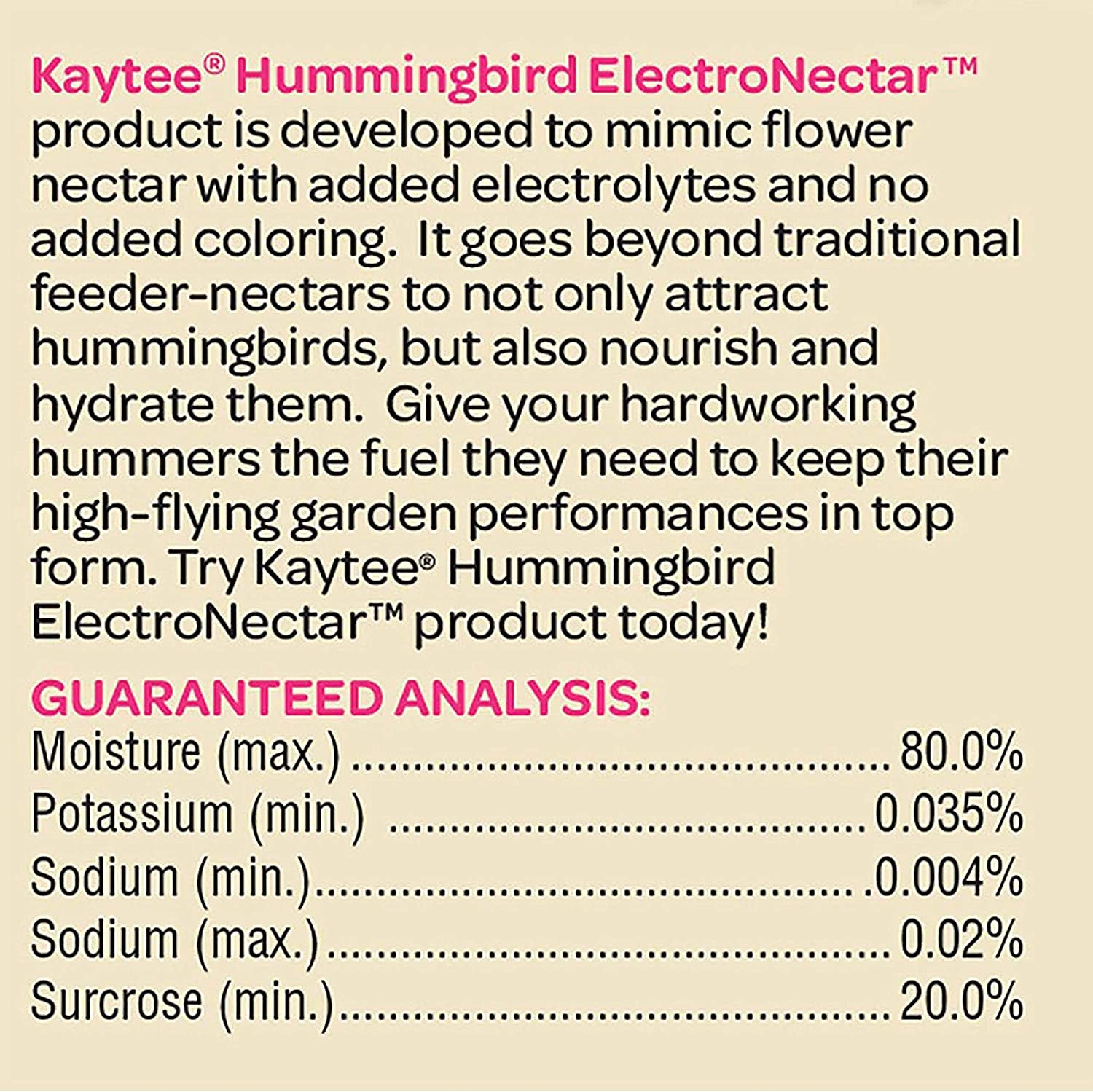 Kaytee Hummingbird Electronectar Wild Bird Food, Ready to Use, 64 Ounces