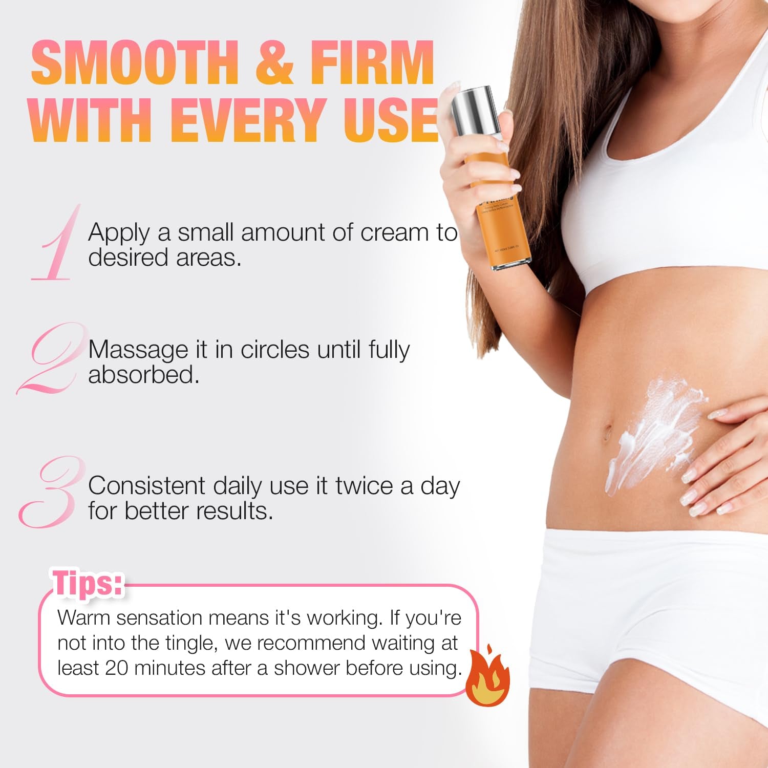 B Flat Belly Firming Cream - Skin Firming and Tightening for Tummy, Thighs, Arms, Butt - Stretch Mark & Cellulite Moisturizing Stomach Body Lotion for Women - 3.38 Fl Oz