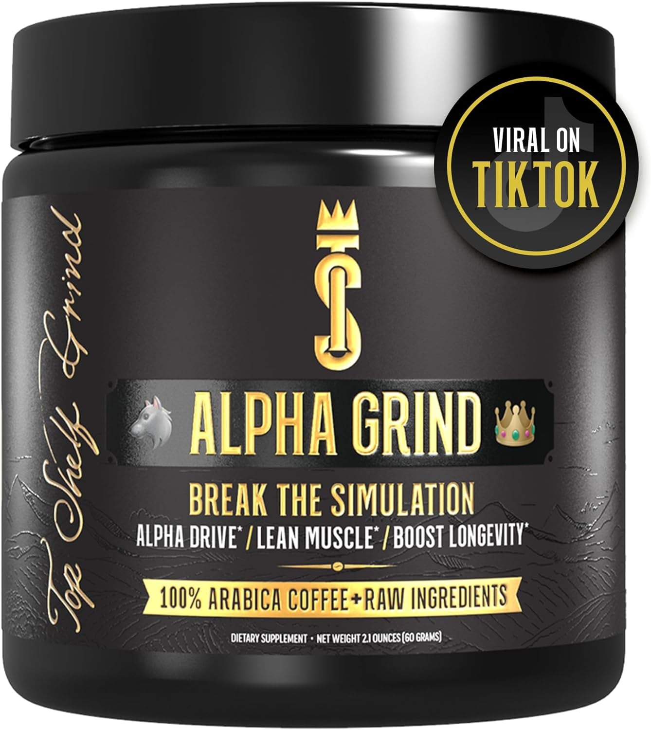 Alpha Grind – Instant Maca Coffee for Men + Natural Energy + Brain Nootropic for Ageless Clarity, Focus | Lean Muscle Building Growth & Size, 30SV
