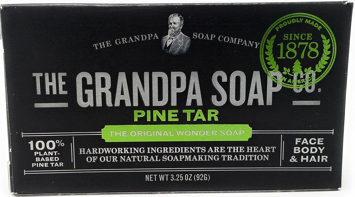 Grandpas Wonder Pine Lathers White Tar Bath Bar Soap - 3.25 Oz