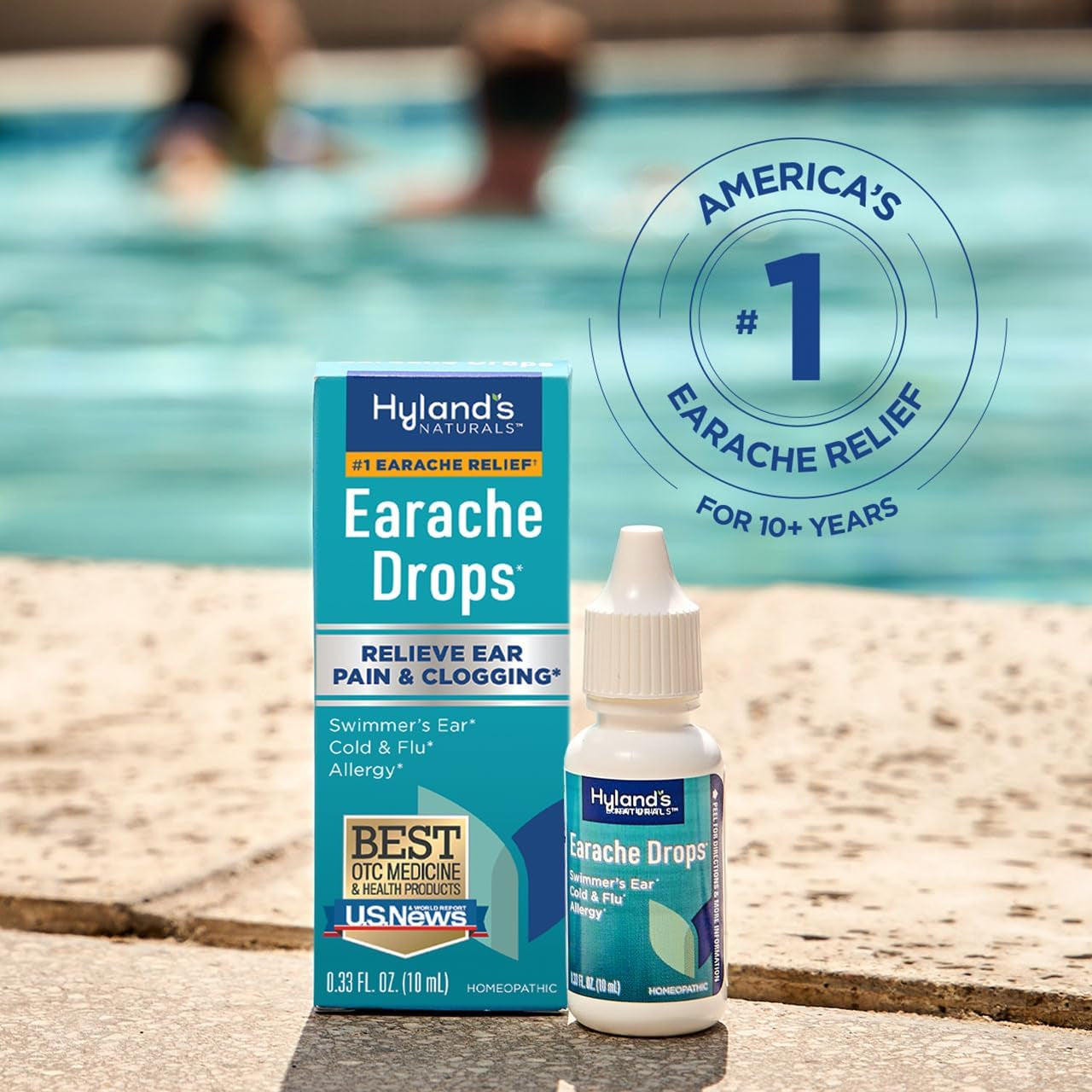 Hyland'S Earache Drops, Natural Relief of Swimmer'S Ear, Cold & Flu, Allergy Symptoms, Ages 4 & Up, Day & Night, 0.33 Fl Oz
