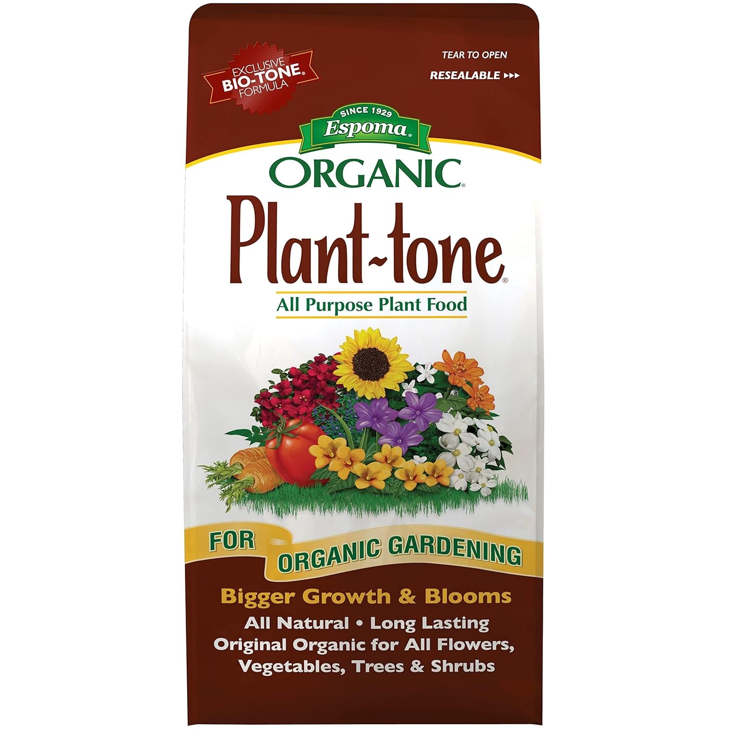 Espoma Organic Plant-Tone 5-3-3 Natural & Organic All Purpose Plant Food; 4 Lb. Bag; the Original Organic Fertilizer for All Flowers, Vegetables, Trees, and Shrubs. Pack of 3