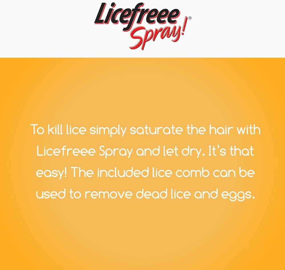 Licefreee Spray, Tec Labs Head Lice Spray, 6 Fl Oz, Includes Professional Metal Nit and Lice Comb, Easy Use Lice Treatments for Kids & Adults, Kills Head Lice, Eggs, Super Lice on Contact